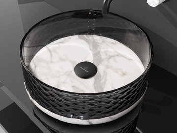 MARMOFUSION - Countertop round marble and crystal washbasin by Glass Design - view 2